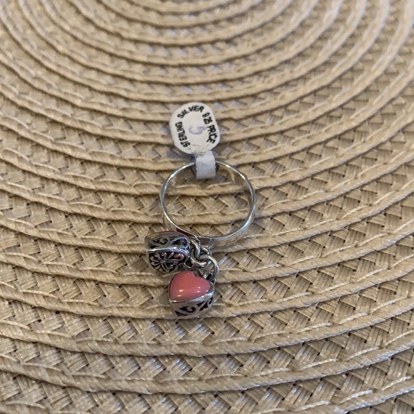 925 silver ring with pink and red stones in heart shapes size 3 - Picture 4 of 7